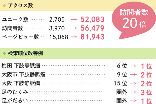 ホームページリニューアル後　訪問者数約20倍